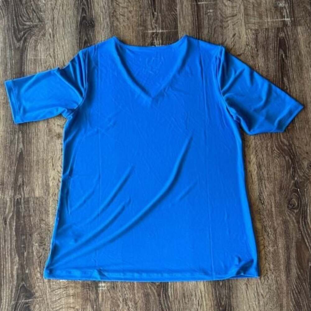 Susan Graver Size Small Blue 3/4 Sleeve Shirt Modern Essentials - Picture 6 of 6
